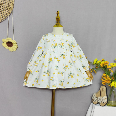 dress girls marigold floral vintage style (421206) - dress anak perempuan